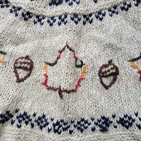 Woolrich Vintage Embroidered Sweater Long Sleeve Maple Leaves Women’s Size Large - Picture 4 of 5